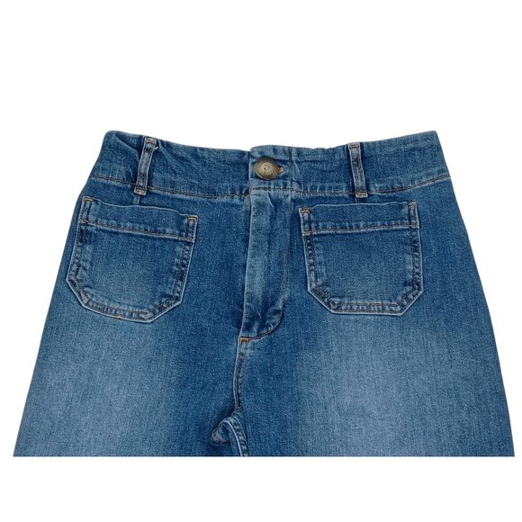 Pilcro Jeans Womens 28 Blue Denim High Rise Wide Leg Crop Stretch Made In Turkey - Picture 2 of 11